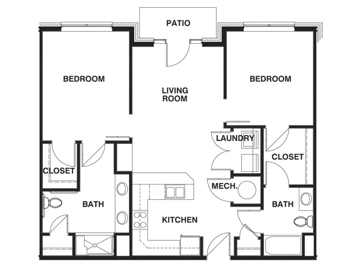 2 Bedroom ADA Floor Plan Image